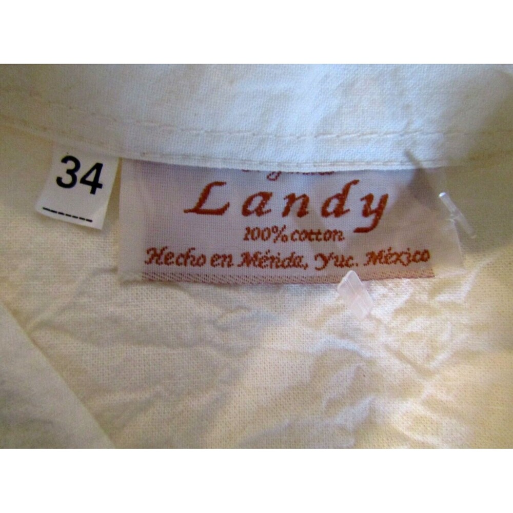 Landy Mexican Shirt Vintage Embroidered Floral Button Front Blouse 100% Cotton S - Picture 7 of 7